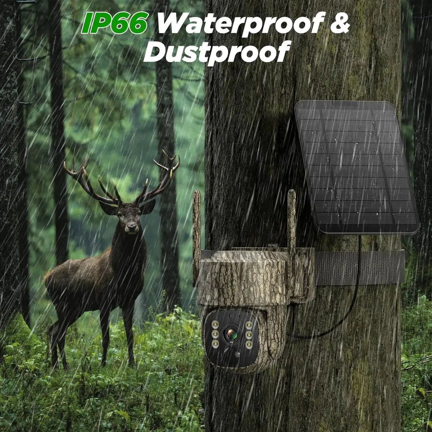 Cellular Trail Camera Solar 2.5K Hunting Deer Game Camera with Night Vision Motion Activated Waterproof IP66 Auto-Tracking 360 Degree 4G Live Feed for Farm Security Cameras No Wifi Needed