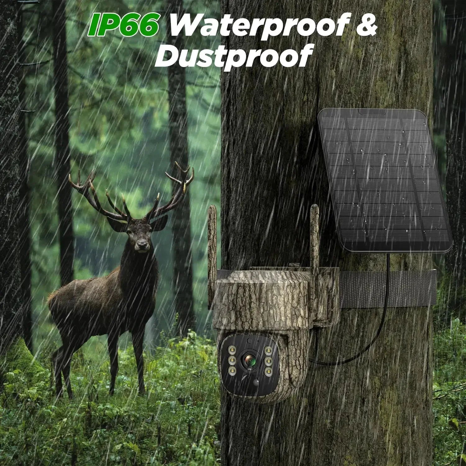 Cellular Trail Camera Solar 2.5K Hunting Deer Game Camera with Night Vision Motion Activated Waterproof IP66 Auto-Tracking 360 Degree 4G Live Feed for Farm Security Cameras No Wifi Needed