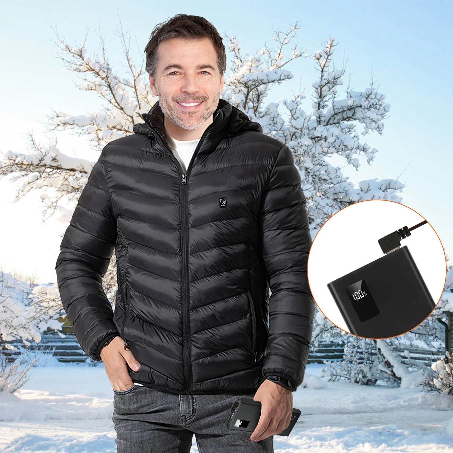 20000mAh Portable Power Bank for Heated Vests and Blankets, Dual USB Ports, 5V 2.1A, Black