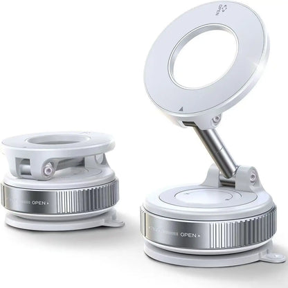 360° Adjustable Rotating Folding Magnetic Phone Holder Vacuum Suction Mag Stand for Car Navigation Gym Kitchen - Universal GPS Streaming Bracket