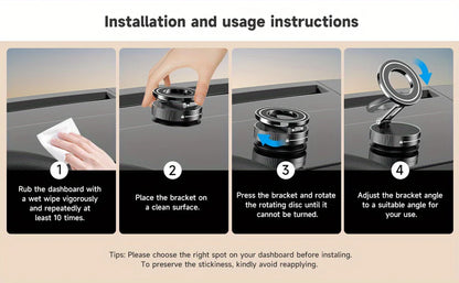360° Adjustable Rotating Folding Magnetic Phone Holder Vacuum Suction Mag Stand for Car Navigation Gym Kitchen - Universal GPS Streaming Bracket