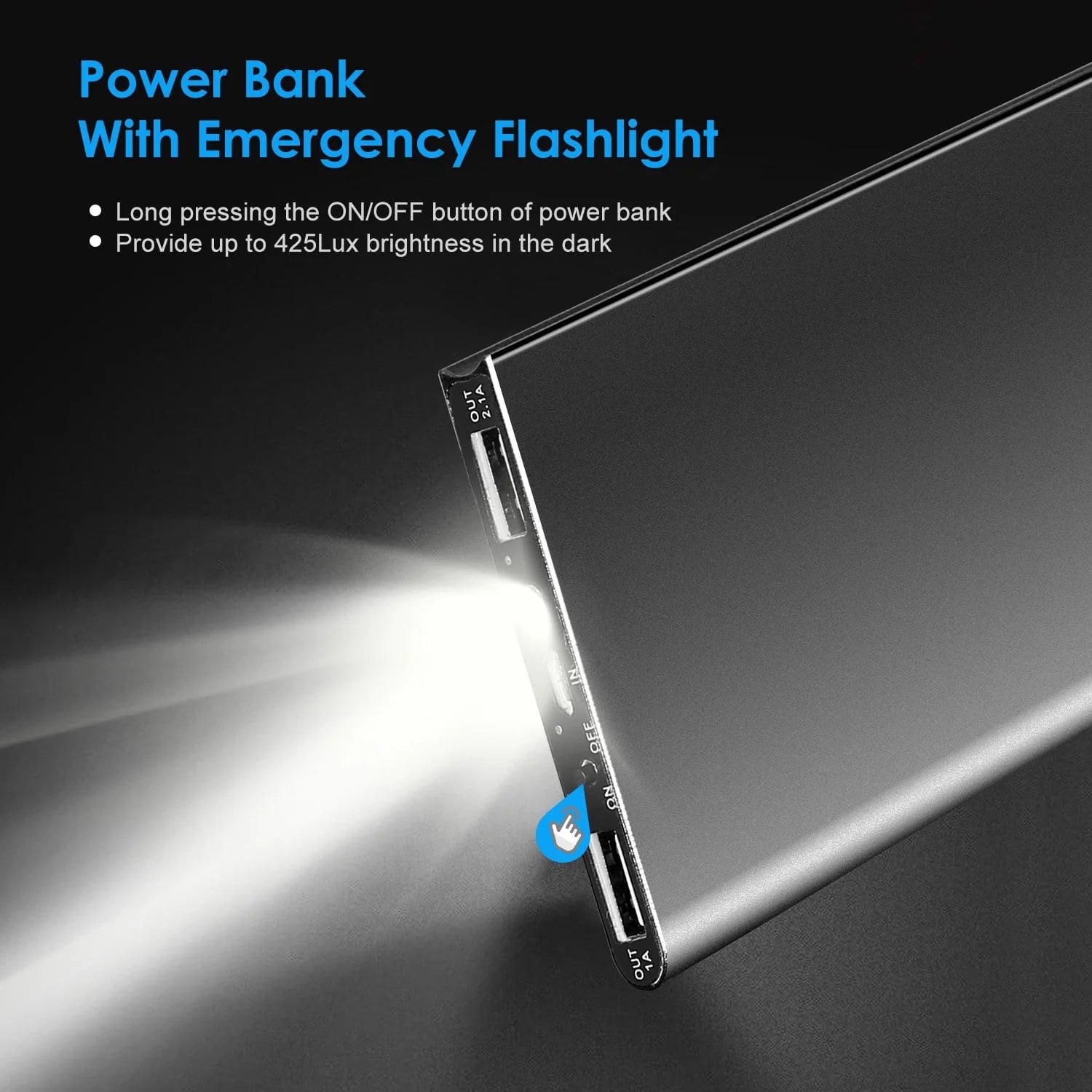 20000mAh Portable Power Bank for Heated Vests and Blankets, Dual USB Ports, 5V 2.1A, Black