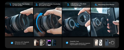 360° Adjustable Rotating Folding Magnetic Phone Holder Vacuum Suction Mag Stand for Car Navigation Gym Kitchen - Universal GPS Streaming Bracket