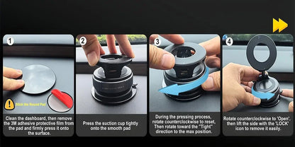 360° Adjustable Rotating Folding Magnetic Phone Holder Vacuum Suction Mag Stand for Car Navigation Gym Kitchen - Universal GPS Streaming Bracket